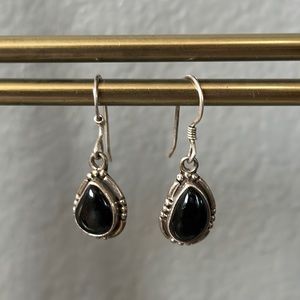 Black Onyx Sterling Silver Earring Set.